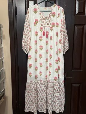 Boho Maxi Dress in Pink Floral Print